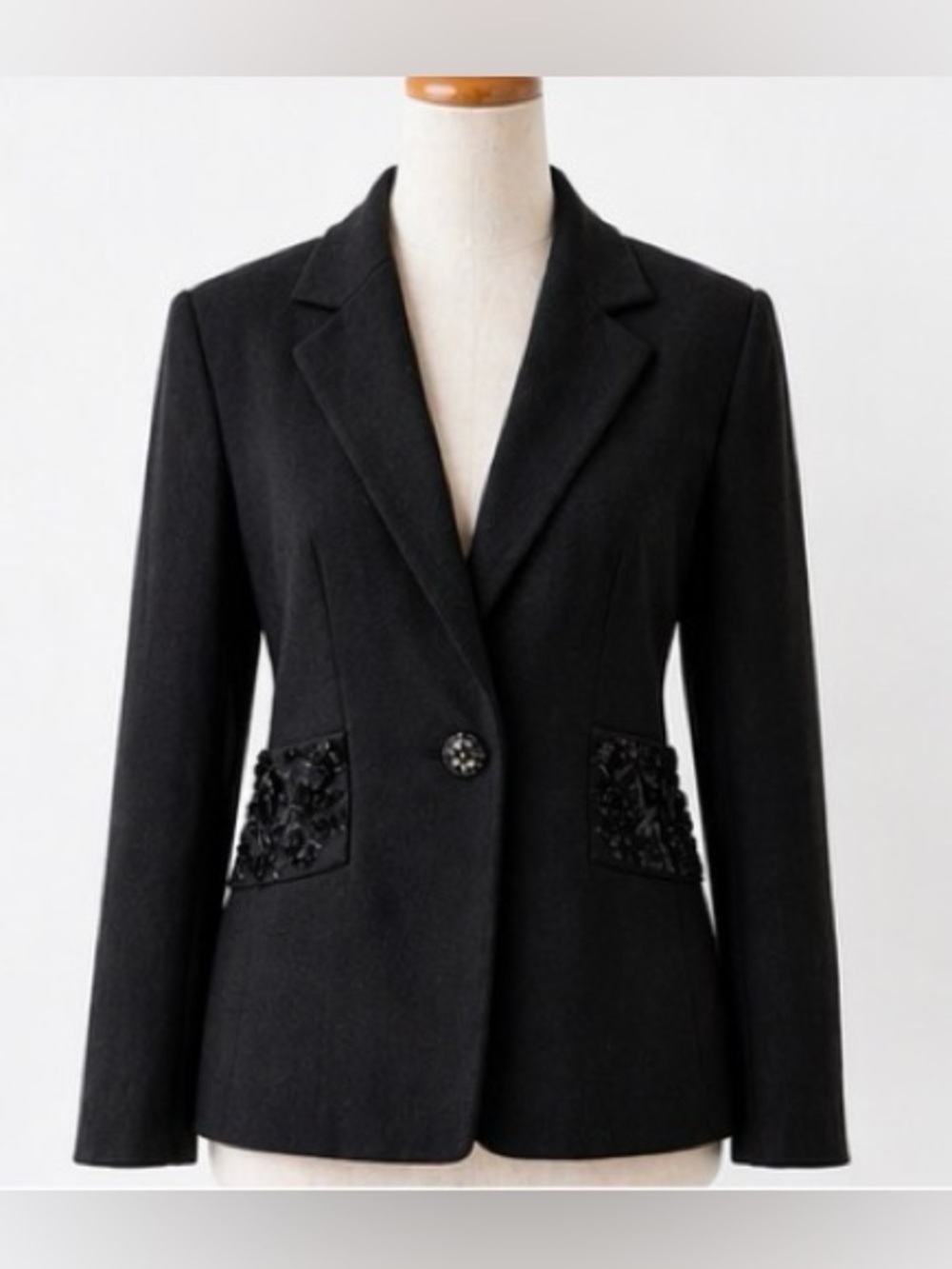 [Zelda] Designer Black Embroidered Blazer Sz 6 Evening Cocktail Jacket